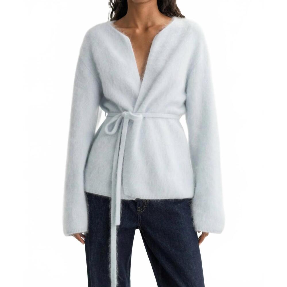 NEW SOFT GOAT brushed knitted cardigan in light blue